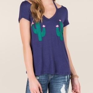 Francesca's Cactus Open Back Graphic T